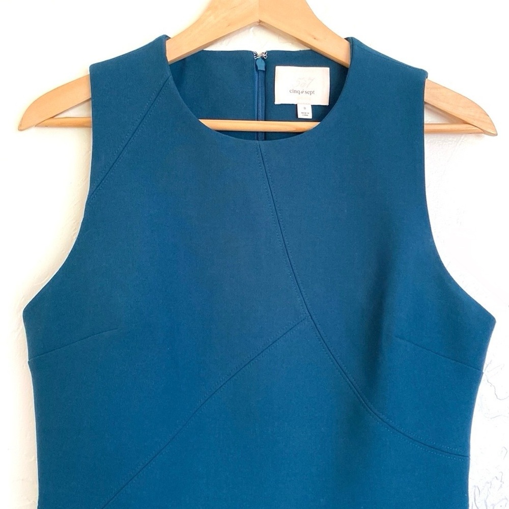 Cinq a Sept Teal Sleeveless Sheath Mini Dress - Picture 6 of 11